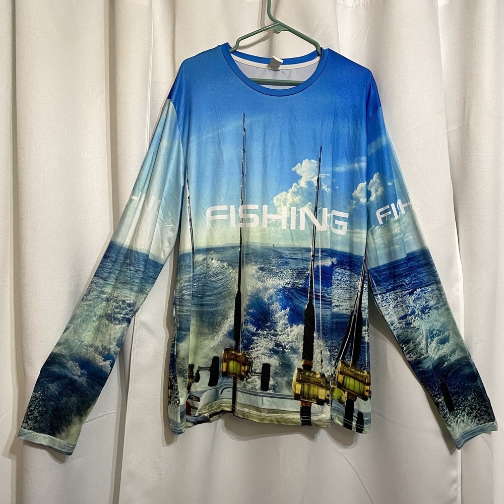 Fishing Poles Long Sleeve Moisture Wicking Unisex Fishing 3XL (Fits Like Lg-XL)‎